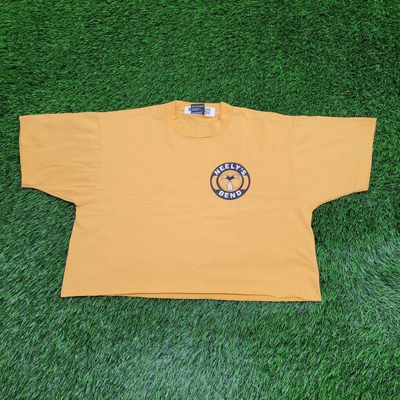 Vintage 80s Neelys-Bend Crop-Top Shirt Womens Large 21x17 Yellow - Picture 1 of 12